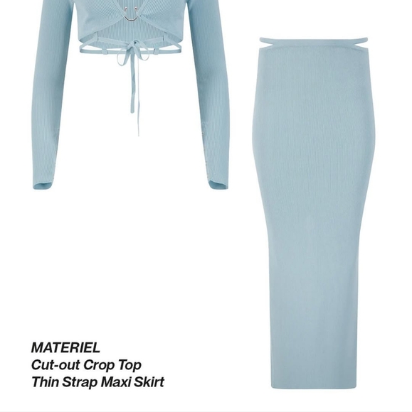 Materiel Designer Thin Strap Maxi Skirt XS Blue - Picture 2 of 14